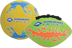 Schildkröt Funsports Set di 2 Mini-Palline, 1 Palla da Pallavolo e 1 Palla da Football Americano, Ø 9 cm, Antiscivolo e Resistente all'Acqua Salata, Ideale per Spiaggia