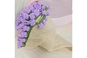 Jeeeun Bouquet Blanket, Diy Handmade Rose Blanket, Crochet Rose Blanket, Blanket That Turns Into a Flower Bouquet Crochet (Khaki + Purple Lily of the Valley)