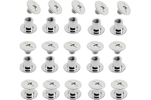 JXPXJMY Kit de 50 Piezas Remaches de Acero al Carbono para Encuadernación de Chicago, Remaches Ledger para Cinturón de Encuadernación Decoración de Maletas (Plata, M5*6)