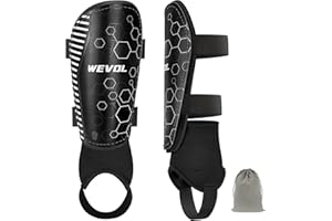 WEVOL Protege Tibia Foot Enfant,Protege Tibia Foot con Amovible Chevillère,Football Protège con Velcro Réglable Tibia Homme/Femmes,Maintien Protege Tibia Anti-collision,pour Adolescents/Adultes(S/M/L)