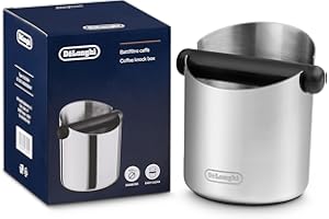 ‎DE'LONGHI De'Longhi Coffee Knock Box DLSC084, Pojemnik na Fusy po Kawie, Stal Nierdzewna, Antypoślizgowa Gumowa Podstawa, Wyjmowany Drążek, Mocna i Stabilna Konstrukcja, Łatwe Czyszczenie