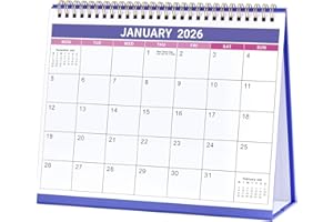 ARTFAN 2026 Calendar - Desk Calendar 2026, 12 Months Runs from January 2026 to December 2026, Starts on Monday, 25.3 x 20.5 x 7.8 cm - Purple
