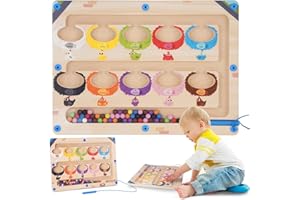 NTMAICHY Magnetic Colour and Number Maze, Wooden Color Magnet Board Puzzle Games for Toddler Counting Matching Games, Montessori Toys for Preschool Learning Fine Motor Skills Toys for Boys Girls 3+ Year Old