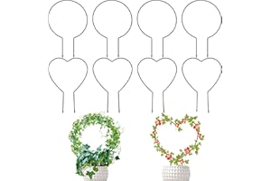 Lyellfe 8 Stück Garten Spalier für Kletterpflanzen, 33cm Rostfrei Kletterspalier für Topfpflanzen, Eisen Pflanzen Spalier, Kletterhalter Rack für Pothos, Hoya, Reben, Stiel Stiele, Rund, Herz
