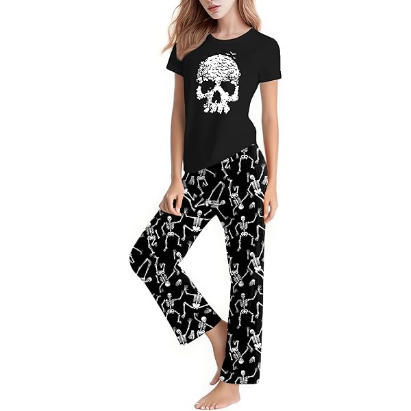 Halloween Schlafanzug Damen Totenkopf Kürbis - Unisex Onesie Mit Knöpfen