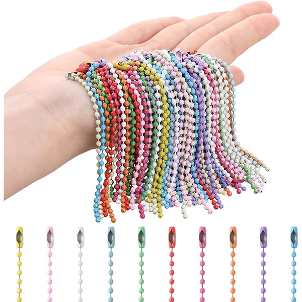 100 Bunte Kugelketten 12cm - Metall Hängeketten Mit Verschluss