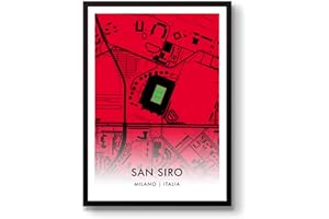 GroundDesigns AC MILAN Football Gift SAN SIRO Stadio Giuseppe Meazza Italia 90 Stadio Art Map A3 Stampa
