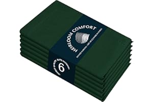 HEIRLOOM COMFORT Hemstitch Cloth Napkins Set of 6, 100% Cotton, 45x45 cm, Soft, Washable, Reusable Napkins, Perfect for Dinner, Restaurants, Weddings, Events, Parties, Everyday Use, Forest Green