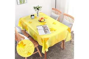 ‎G-DAKE G-dake Tischdecke Rechteckig Abwaschbar Gelb Tischdecke Garten Blumen Polyester Wetterfest Gartentischdecke für Küche Garten Couchtisch Party Dekoration Innen und Draußen 140x180 cm