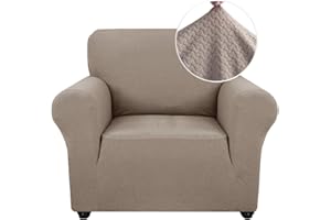 ‎YSTYLE Ystyle Stretch Sofa überzug 1 Sitzer, Elastisch Sofabezug Mit Armlehnen, Jacquard Couch überzug rutschfest, Waschbar Sofa Cover Protector Für Hunde Haustiere, Sand