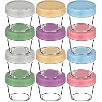 Aolso Babynahrungs-Aufbewahrungsbehälter, 12-Pack Babybrei Einfrieren Behälter Glas, Beikost Einfrieren Behälter, Babynahrung aufbewahrung, mit luftdichten Deckeln, perfekt für Säuglings Baby
