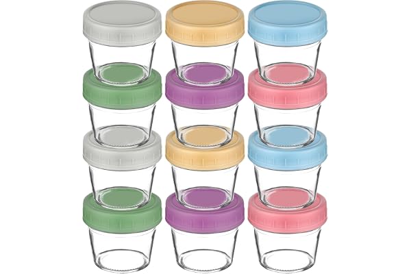 Aolso Lot de 12 récipients en verre pour aliments, pour stocker et congeler, récipients de conservation, passent au lave-vaisselle, au congélateur et au micro-ondes