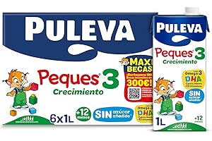 Pulvera Puleva Peques Leche de Crecimiento Tipo 3, Sin Sabor, 6 X 1L, 6000 Mililitros