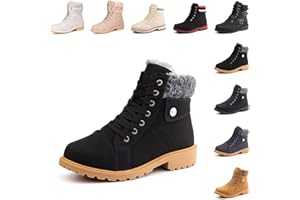 Hitmars Botte Femme Hiver Bottines Fourrées Bottes de Neige Courte Chaussure Chaude Basses Winter Boots Femme Antidérapante Confort Noir Brun Gris EU 36-43