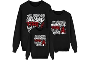 MODAWORLD Familien Weihnachtspullover Set,Family Christmas Sweatshirt Fun Rentier Weihnachtspulli Weihnachten Pulli Pullover für Damen Herren Kinder