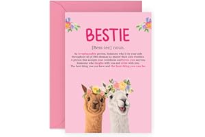 CENTRAL 23 Kartka urodzinowa dla najlepszego przyjaciela dla kobiet - Besties Lamy - Słodkie słowa dla przyjaciółek - Prezenty przyjaźni dla niej najlepszej przyjaciółki - w zestawie z zabawnymi naklejkami