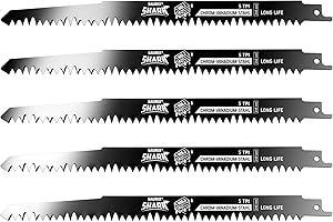 BAURIX® Brzeszczoty do wyrzynarki - SHARK® [5 sztuk] - 240mm - 5 TPI - Do szybkich, czystych cięć drewna