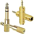 Mepsies Headphone Adapter 4 Pack 6.35mm 1/4 inch to 3.5mm 1/8 inch TRS Stereo Audio Jack Adapter (6.35mm Male to 3.5mm Female 2x, 3.5mm Male to 6.35mm Female 2x) for Aux Cable Amplifier Headphone