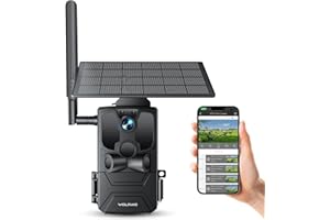 WOLFANG Cámara de Caza Solar, 4G LTE Camara Fototrampeo 2.5K con Detección PIR Nocturna por Infrarrojos Invisible, Alerta, Audio Bidireccional, IP66 para Vida Silvestre y Monitoreo de Seguridad, negro