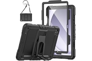 SEYMAC Funda para Samsung Galaxy Tab A9 Plus 11" 2023, Funda Tab A9 Plus a Prueba de Golpes con Protector de Pantalla/Soporte Plegable/Correa para el Hombro, Negro