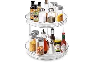 KEWUZY 360° Portaspezie Organizer Girevole 2 Livelli, Organizer Cucina, Vassoio Portaoggetti Girevole, per Armadi Dispensa Piani Lavoro, Per Spezie, Frutta, Snack, 23cm