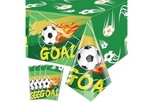PTECDROTS 4 Stück Fußball-Tischdecken, Fußball-Party Einweg-Tischdecke, rechteckige Tischdekoration für Kinder Fußball-Thema Fan-Sport-Veranstaltung Spieltag Fußball GeburtstagParty-Zubehör, 130 x 220cm