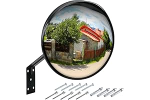 Eidoct Safety Mirror, Convex Traffic Mirror with Wall Mount Bracket Adjustable, Wide Angle Driveway, for Garage, Traffic, Driveways, Office, Courtyard, Warehouse(30 cm / 12”)