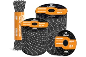 Abma Cord Paracord 550 4mm Cuerda Paracord de Nylon Tipo III Cuerda de Paracaídas 7 Hebras Cuerda para Exteriores Cuerda de Supervivencia Cuerda para Todo Uso - MAX. 250 kg (550 lbs) - 15m, 30m, 50m