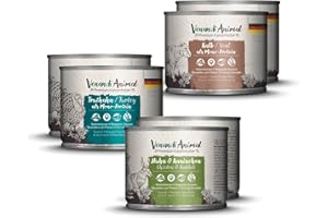Venandi Animal Premium comida húmeda para gatos, pack de prueba II, pollo + conejo, ternera, pavo, 6 x 200 g, sin cereales y natural, 1.2 kg