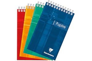 Clairefontaine 8642C Notatnik kołowy- 10,5x17 cm - 160 odrywanych stron w kratkę - Biały papier 90 g - laminowana okładka Kolor losowy