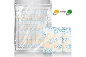 OMECO 20g x 15 Sacchetti Silica Gel Bustine, Essiccante con arancione indicatore, Bustine Gel di Silice per Anti Umidita, Deshumidificador per Alimenti Armadio