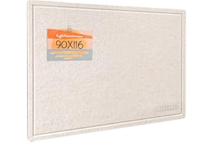 LIGHTOMORROW Large Bulletin Board - 90 x 116 Centimeters, Decorative Felt Pin Board for Wall - Foldable Photo Display Board with Self-Adhesive Tape, Includes 20 Push Pins - Oatmeal