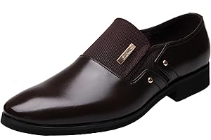 DADAWEN Men's Leather Oxfords Formal Slip on Business Dress Shoes