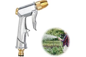 FASBET Heavy Duty Metal Garden Hose Nozzle 100% Heavy Duty Metal Water Gun Garden Hose Spray Gun Hose Spray Gun Metal for Car & Pet Washing, Plants Watering, Lawn and Garden Cleaning