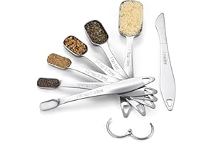 ‎U-TASTE U-Taste Łyżki pomiarowe ze stali nierdzewnej 18/8, kwadratowa metalowa miarka łyżeczka do herbaty łyżka stołowa z niwelatorami do suchych lub płynnych składników, gotowanie, pieczenie, pasuje do