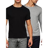 GRITSTONES Black/Grey Melange Round Neck T-Shirt Combo GSCMBRNCKHSFS04BLKGMEL