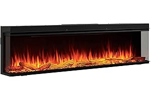 FLAMME 71"/180cm Knighton Platinum Smart Inset Media Wall Electric Fireplace 1-2-3 sided View Compatible with Alexa Deep Fuel Bed Perfect for Media Wall