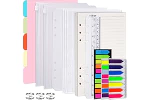 Vicloon Zestaw 115 arkuszy A5, 6 pustych otworów na papier, wkład w linię do A5, notatnik Bullet, notatnik, pamiętnik, terminarz