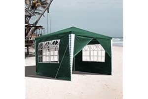 VINGO 3x3m Pavillon Wasserdicht mit 4 Seitenteilen Grün Gartenzelt Partyzelt UV-Schutz Gartenpavillon für Garten Kindergeburtstag Markt Camping