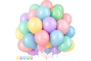 GHOIETV 100 Pastel Balloons, 12 Inch Macaroon Balloons, Helium Balloons, Colourful Balloon Garland, Rainbow Balloons, Birthday, Wedding, Baby Shower, Party Decoration