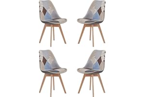 EGOONM Juego de 4 Sillas de Comedor Patchwork, Sillas de Cocina de Estilo Nórdico, Apto para Comedor, Salón y Cocina, Gris