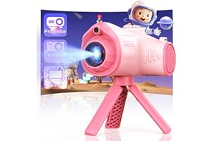 CHAKEYAKE 2 in 1 Kinderkamera mit Projektion, Stativ, 32GB-Karte, großer Akku, Geschenk für 3-12 Jahre (Rosa)