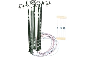 TONIXY Lot de 5 lampadaires de chemin de fer, modèles de feux de chemin de fer, jauge de mât de lumière en treillis H0 LED 3 V 20 MA, accessoires de train de construction en métal