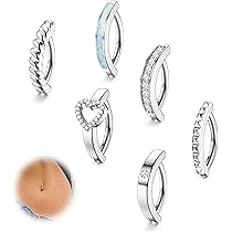 Piercing Ombelico Argento 925 Con Zirconi - Clicker Anallergico Donna - Design Elegante E Sicuro