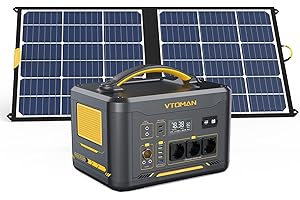 VTOMAN Jump 1500X- Generatore solare con moduli solari da 100 W inclusi, 1500 W/828 Wh LiFePO4 con potenza costante da 1000 W, 12 V DC, PD 100 W tipo C per home backup, camper o campeggio