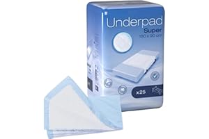 GERCARE AMD Pack de 25 Empapadores Cama con Alas Adultos Desechables. Protector de Cama de un Solo Uso para Adultos. Cambiadores Desechables absorción Super AMD. Salvacamas Desechables de someter. (90x180).