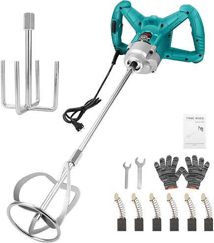 Cordless Cement Mixer – 3200W Brushless Motor, 6-Speed, Compatible With Makita Battery (Tool Only), Handheld Mud Mixer With 2 Rods For Mortar, Paint & Concrete