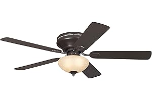 WESTINGHOUSE 72154 Ventilateur de plafond d'intérieur à cinq pales et une lampe Everett de 132 cm, finition expresso avec assiette en verre scavo