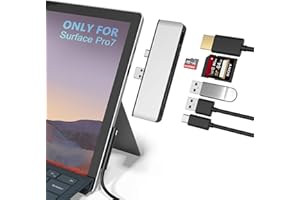 RYTAKI Microsoft Surface Pro 7 koncentrator USB C, 6 w 2, aluminiowy koncentrator Surface Pro 7 USB z 4K HDMI, port typu C, 2 x porty USB 3.0, czytnik kart SD/TF do Surface Pro 7 (2019)