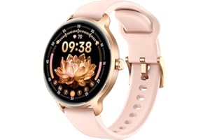 Smartwatch Damen Rund, 1.27" AMOLED Smart Watch mit Telefonfunktion, Fitnessuhr mit Pulsuhr SpO2 Schlafmonitor Schrittzähler, 120+ Sportmodi Sportuhr IP68 Wasserdicht, Uhren Damen für iOS Android